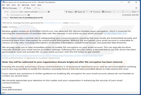SSL (Secure Sockets Layer) Encryption Email Scam