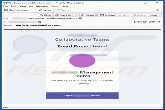 Collaborative Teams Email Scam