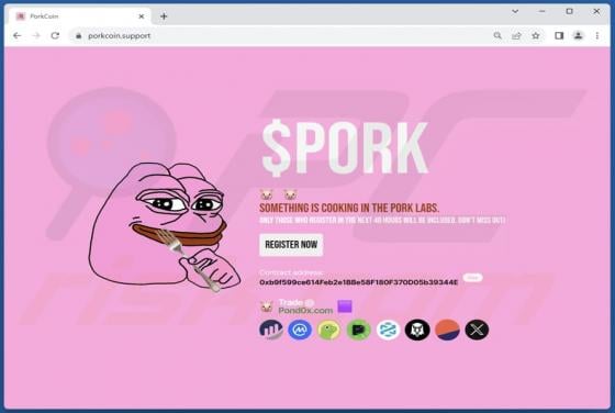PepeFork ($PORK) Registration Scam