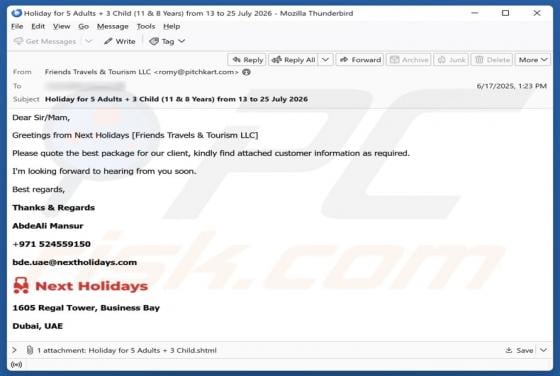 Next Holidays Email Scam
