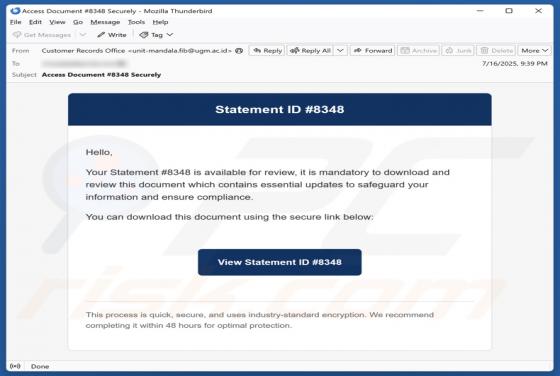 Your Statement Is Available For Review Email Virus