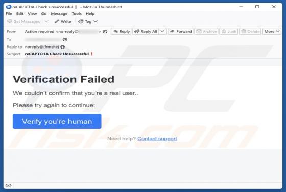 Verification Failed Email Scam