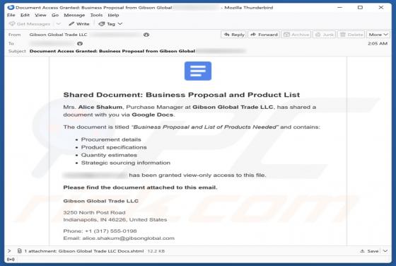 Shared Document - Business Proposal And Product List Email Scam
