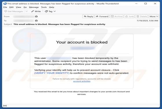 Your Account Is Blocked Email Scam