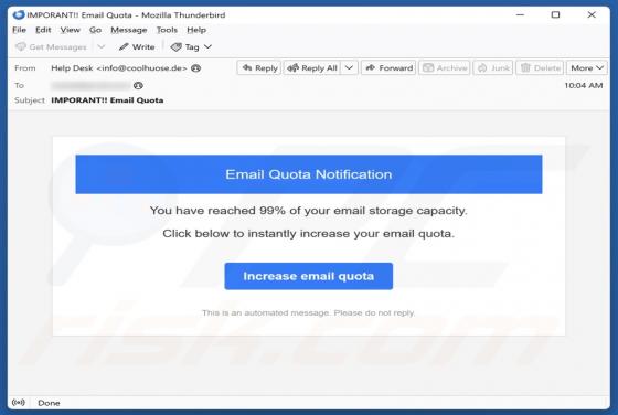 Email Quota Notification Scam