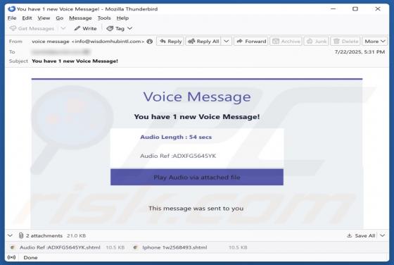 Voice Message Email Scam