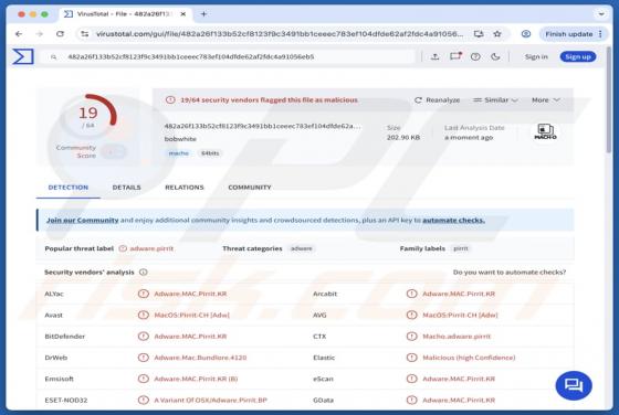 Bobwhite.app Adware (Mac)