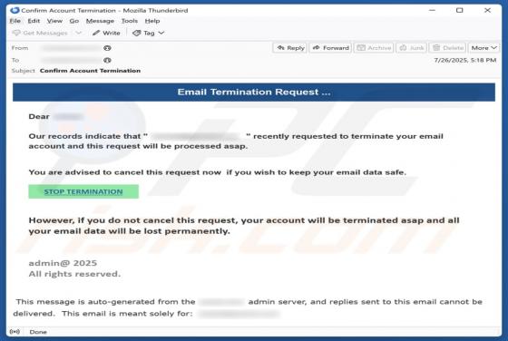 Email Termination Request Scam