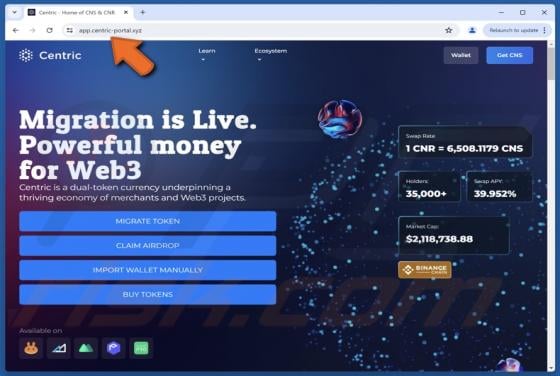 Fake Centric Website Scam