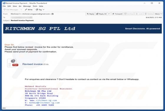 RITCHMEN (S) PTE LTD Email Scam