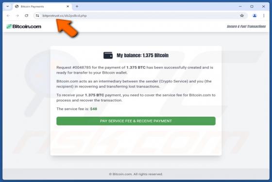 Bitcoin.com - 1 New Transaction Has Been Sent Scam