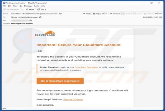 Secure Your Cloudflare Account Email Scam