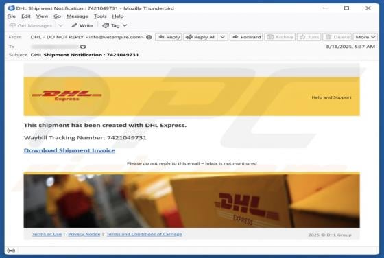 Shipment Has Been Created With DHL Express Email Scam