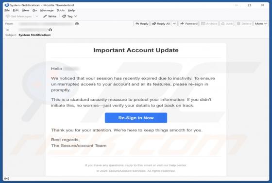 Important Account Update Email Scam