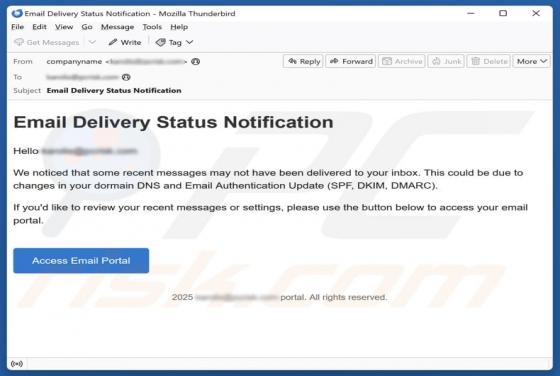 Email Delivery Status Notification Scam