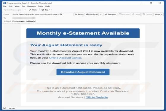 Monthly e-Statement Email Virus
