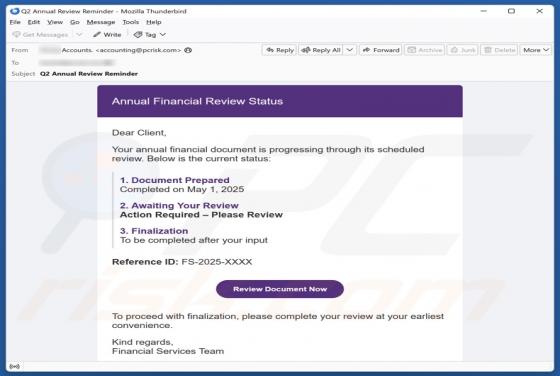 Annual Financial Review Status Email Virus