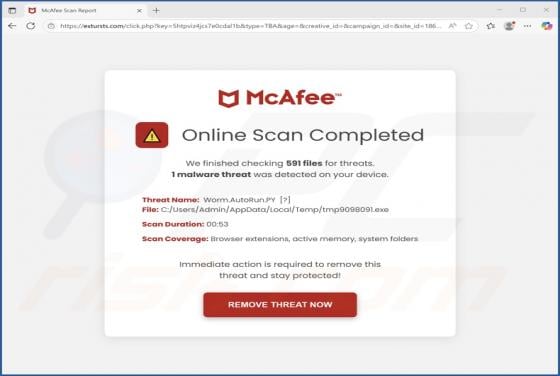 McAfee Online Scan Completed POP-UP Scam