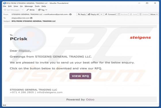 STEIGENS GENERAL TRADING LLC. Email Scam