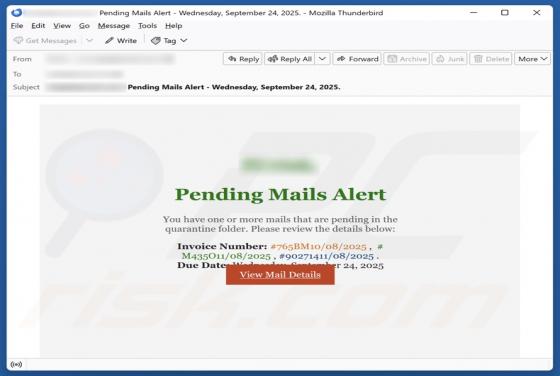 Pending Mails Alert Scam