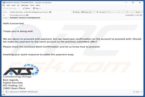 Payment Account Confirmation Email Scam