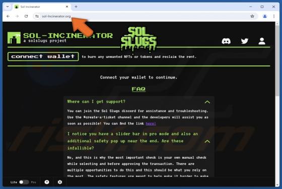Fake Sol Incinerator Website Scam