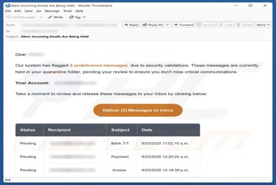 System Has Flagged Messages Due To Security Violations Email Scam