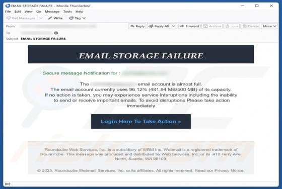 Email Storage Failure Scam
