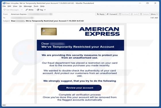 American Express - Account Restricted Email Scam