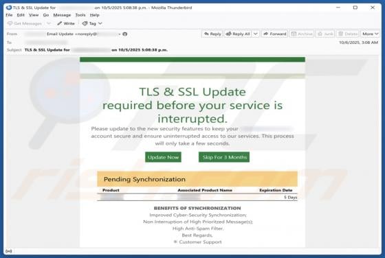 TLS & SSL Update Email Scam