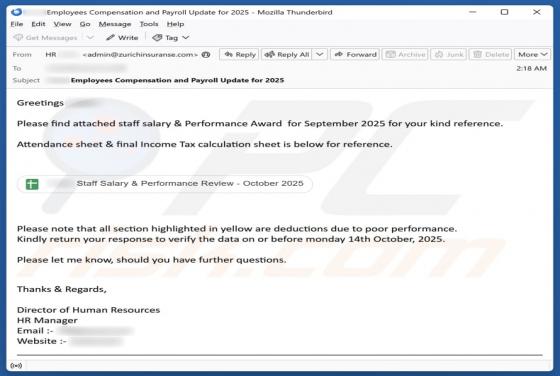 Salary & Performance Award Email Scam