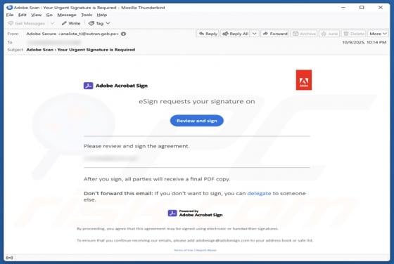 Adobe Acrobat Sign Request Email Scam