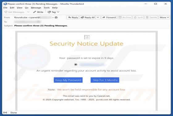 Security Notice Update Email Scam