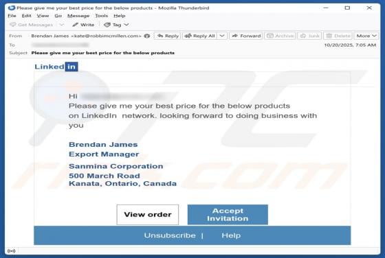 LinkedIn Invitation Email Scam