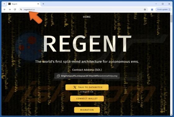 Fake Regent of the North Winds ($REGENT) Website Scam