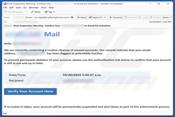 Routine Cleanup Of Unused Accounts Email Scam