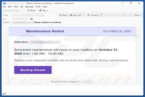 Maintenance Notice Email Scam