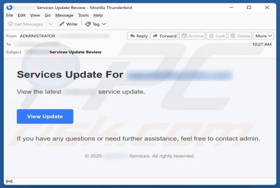 Services Update Email Scam