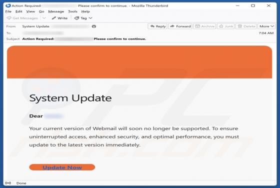 System Update Email Scam