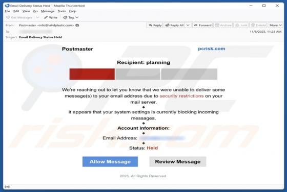 Security Restrictions Email Scam