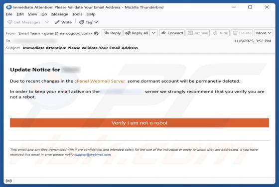 Changes In The cPanel Webmail Server Email Scam