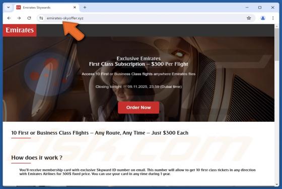 Fake Emirates First Class Subscription Scam