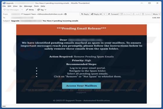 Pending Email Release Scam