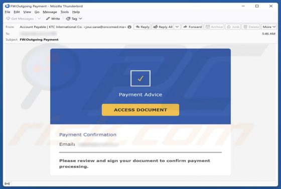 Payment Advice Email Scam