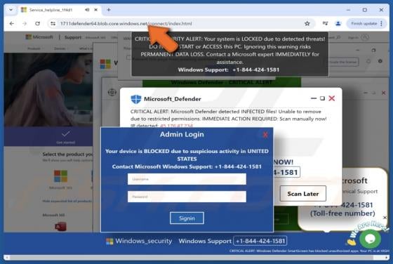 Your System Is Locked Due To Detected Threats POP-UP Scam