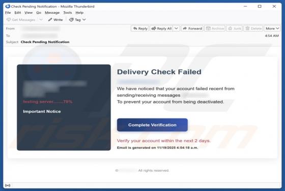 Delivery Check Failed Email Scam