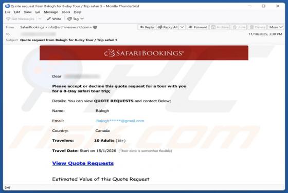 SafariBookings Email Scam