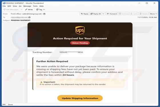 UPS - Action Required for Your Shipment Email Scam