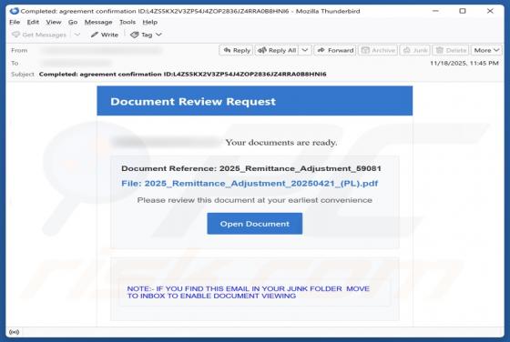 Document Review Request Email Scam