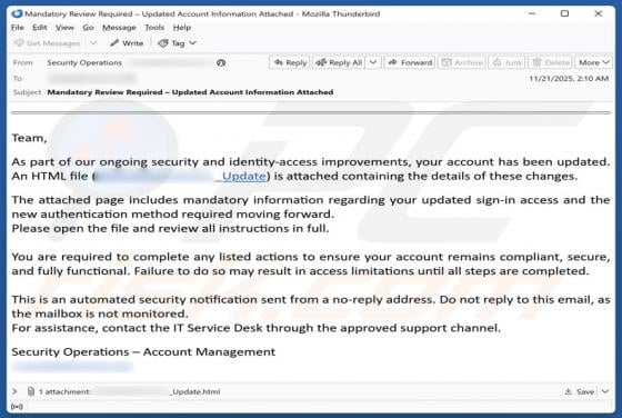 Security And Identity-Access Improvements Email Scam